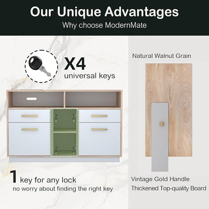 4 Drawer File Cabinet, Wood Filing Cabinet - Image 6
