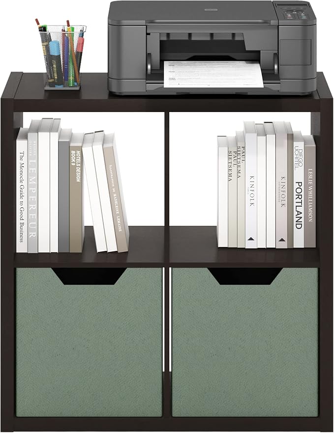 Furinno CUBICLE 4-Cube Book Shelf, Extra Thick Frame Bookshelf, Dark Oak | - Image 8