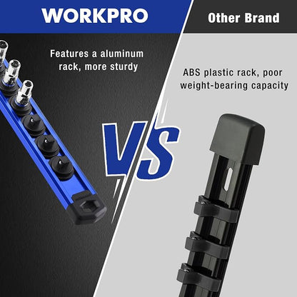 WORKPRO Magnetic Socket Organizer, 1/4-Inch Drive Aluminum Alloy Sockets Rail - Image 4