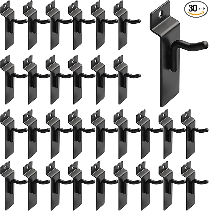 1" Slatwall Hooks, 30 Pack Slatwall Accessories, Garage Slat Wall Hanging by ALFFUN