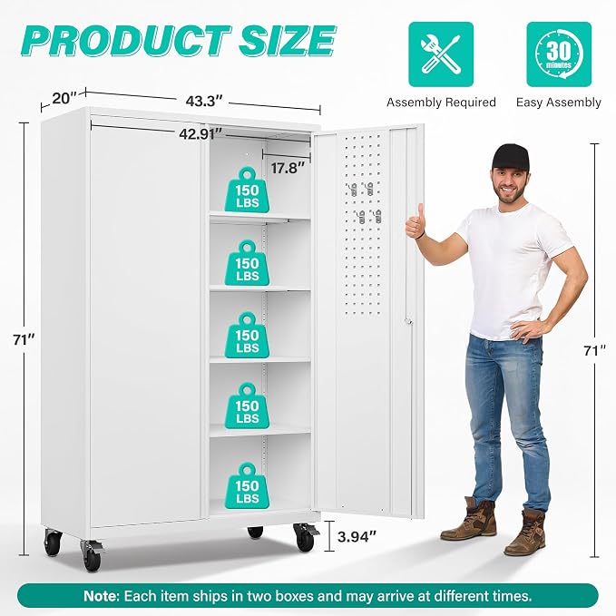 SISESOL Wide & Deep Metal Storage Cabinet - Image 4