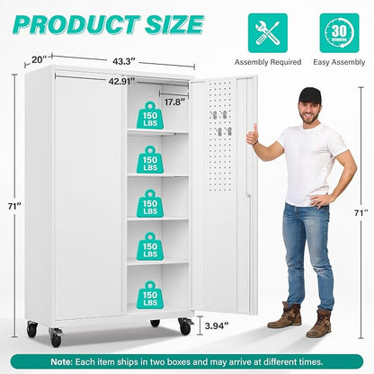 SISESOL Wide & Deep Metal Storage Cabinet - Image 4