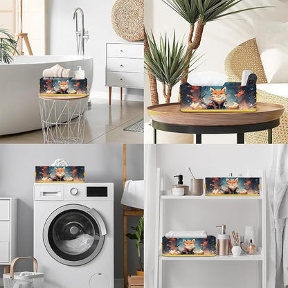 Colorful Fox Flower Tree Bathroom Storage Basket, Foldable - Image 5