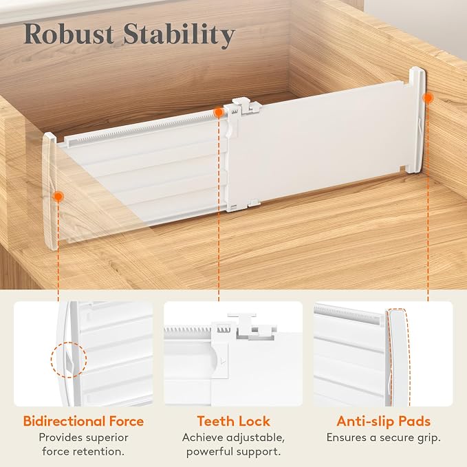 Lifewit 5" Tall 12 Pack Deep Drawer Dividers, 11.5-18.5" Expandable Drawer - Image 3