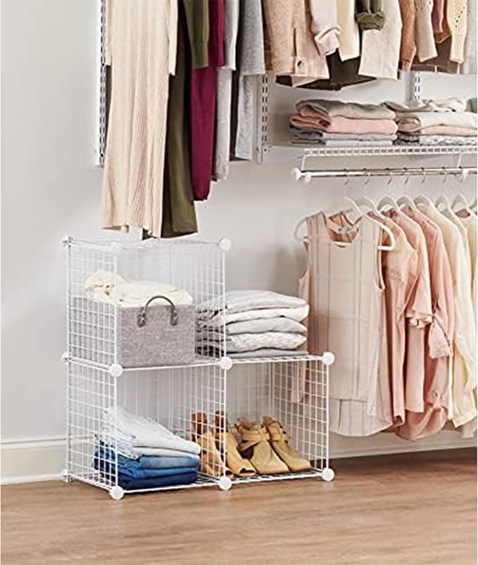 Rubbermaid 3 Piece Storage Wire Stackable Cube Set Easy Assemble White - Image 2