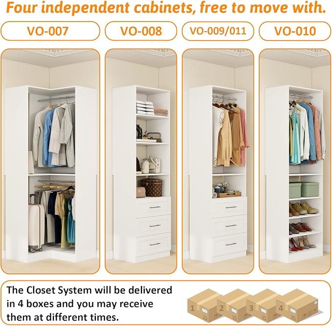 Vomavex Closet System with 4 sets, 101.9" Closet Organizer Systems with 6 - Image 5