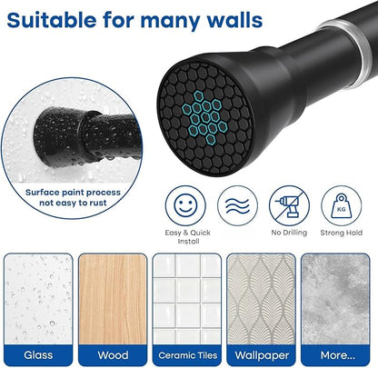 Black Tension Rods for Windows 28 to 48 Inch 2 Pack Spring Curtains Rod Tension - Image 3