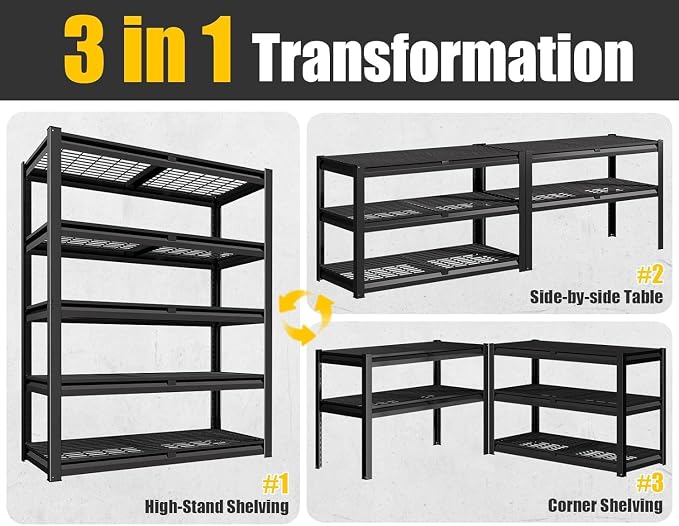 PrimeZone 72" H Heavy Duty Garage Shelving 2500 LBS 5 Tier Heavy Duty Storage - Image 4
