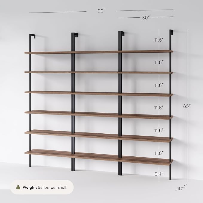 Nathan James Theo 6-Shelf Tall Bookcase, Wall Mount Bookshelf - Image 4