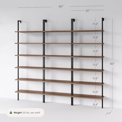 Nathan James Theo 6-Shelf Tall Bookcase, Wall Mount Bookshelf - Image 4
