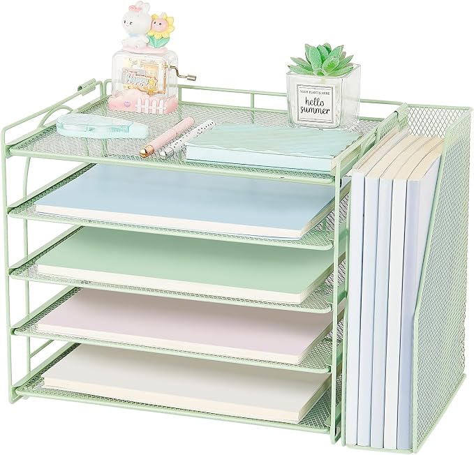 AUPSEN Green Desk Accessories Organizer, 5-Tier Letter Tray Paper Organizer by AUPSEN