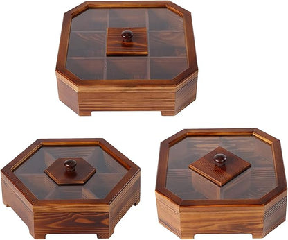 Solid Wood Box Chinese Divided Grid Dried Fruit Tray Vintage Ornament - Image 7