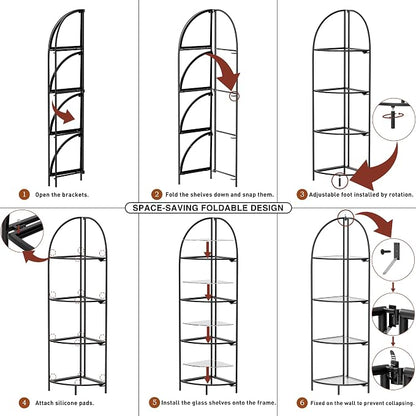 Crofy Foldable 4 Tier Corner Shelf, Metal Corner Plant Stand - Image 5