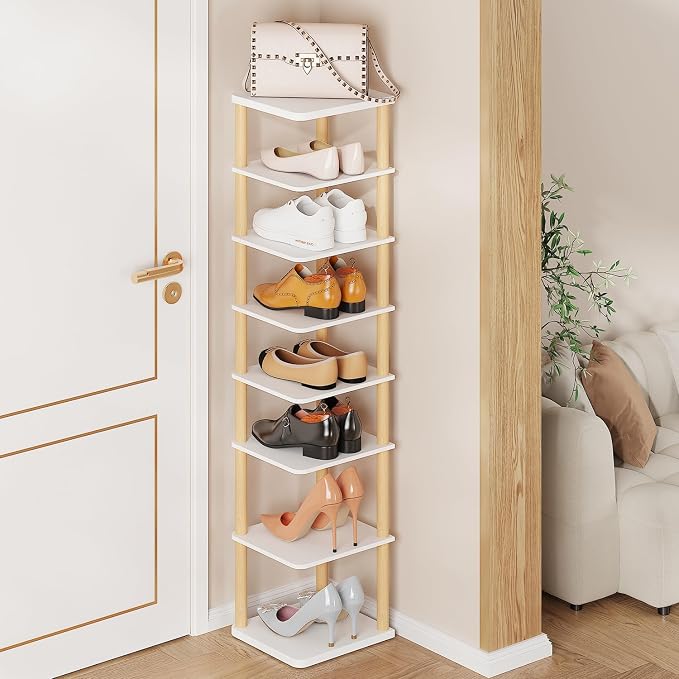 LUCKNOCK Vertical Shoe Rack, 8-Tier Tall Narrow Shoe Organizer by LUCKNOCK