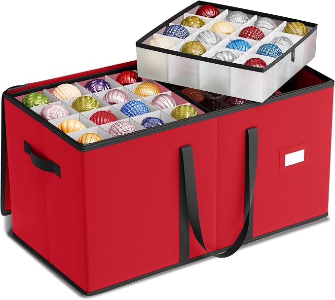 SONGMICS Christmas Ornament Storage Box, Dual Zippers, Stackable Christmas by Unknown