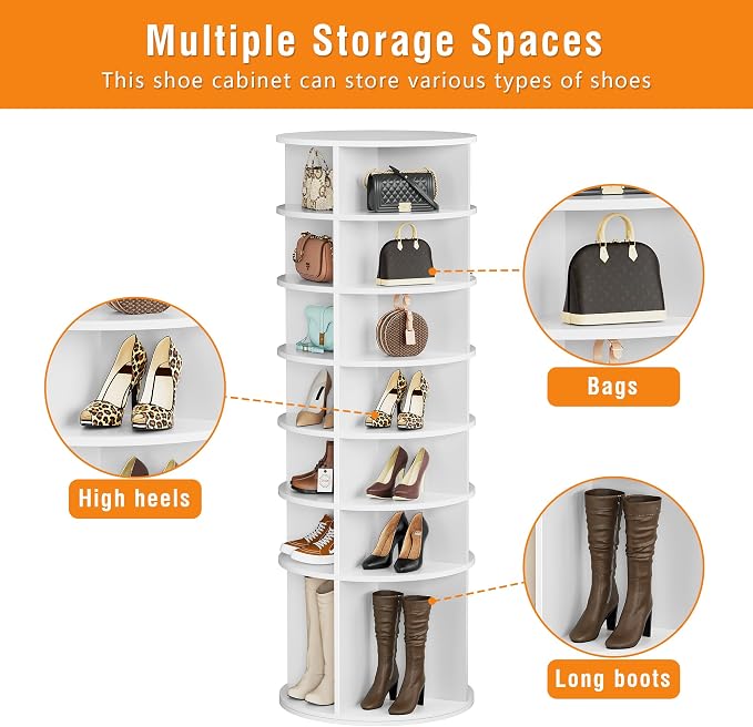 7 Tier Rotating Shoe Rack Tower Shelf, Spinning Shoe Display Lazy Susan - Image 3