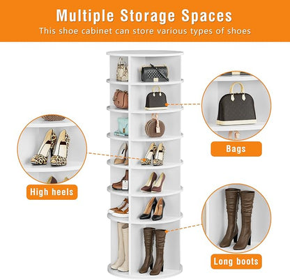 7 Tier Rotating Shoe Rack Tower Shelf, Spinning Shoe Display Lazy Susan - Image 3