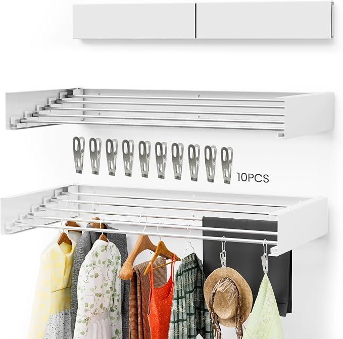 Wall-Mounted Clothes Drying Rack – Foldable Laundry Drying Rack, Space-Saving by Unknown