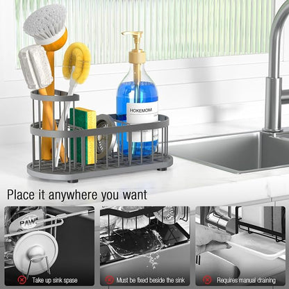 Kitchen Sink Organizer with Sponge Holder & Brush Holder - Image 3