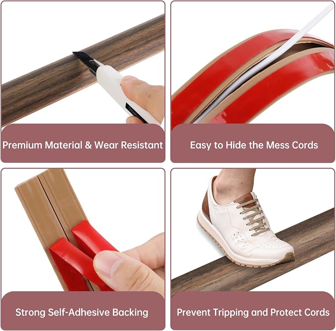 Floor Cord Cover Self Adhesive Cord Hider Floor Extension Cord Covers - Image 3