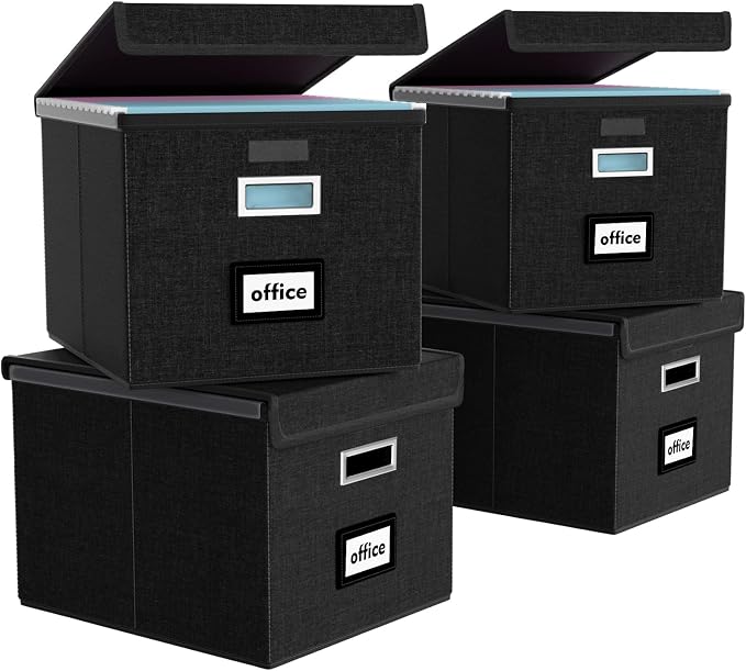 File Organizer Box with Lids, Collapsible File Folder Organizer | File Box with by Huolewa