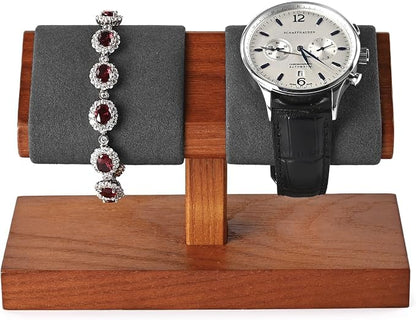 Oirlv Solid Wood Double Watch Display Stand Watch Bracelet Organizer（Grey） by Oirlv