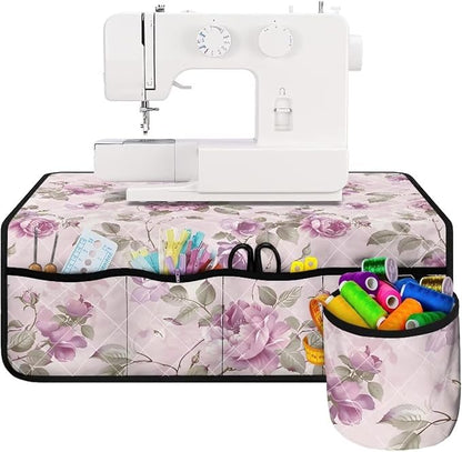 Pink Rose Floral Sewing Machine Mat Non Slip Stitching Device Carrying Pad by Unknown