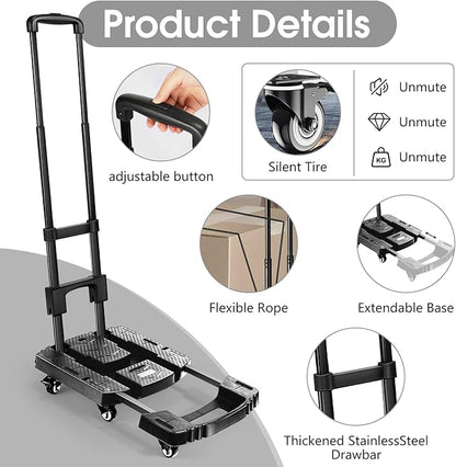 Voipvvii Folding Hand Truck 500lbs, Portable Heavy Duty Dolly Cart, 6 Wheels - Image 2
