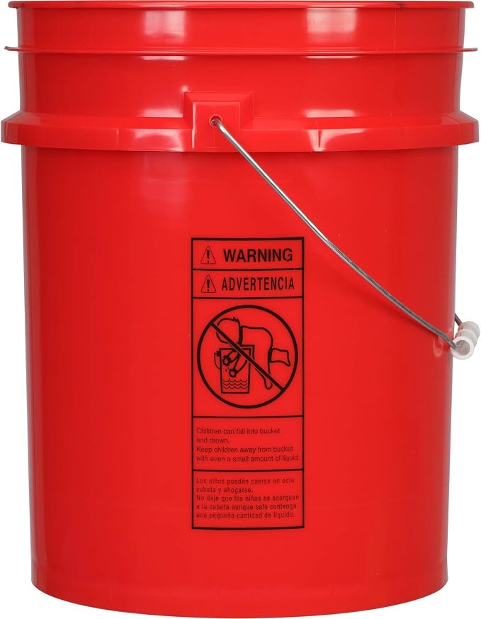 House Naturals 5 Gallon Red Food Grade Plastic Bucket Pail - Image 2