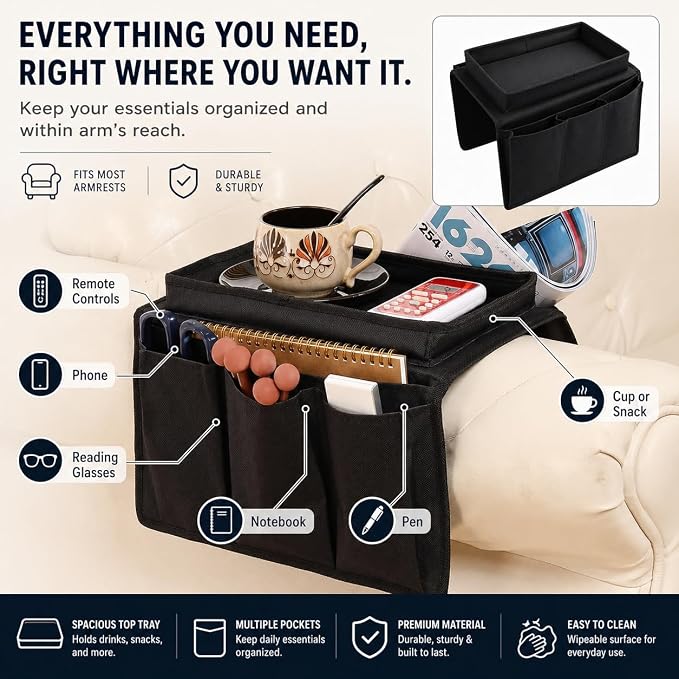 Dependable Industries inc. Essentials Sofa Armrest Organizer - Image 3