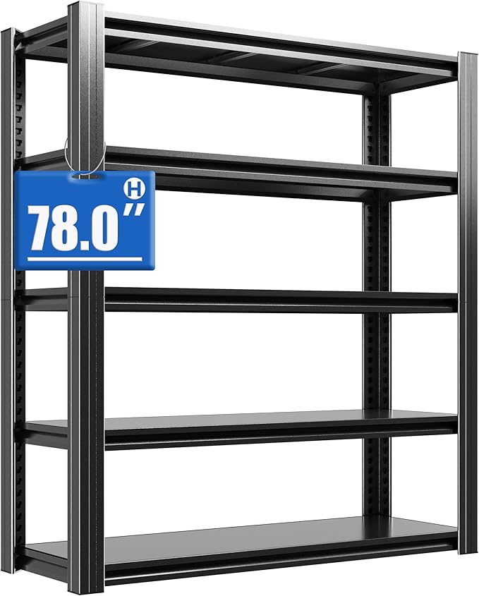78" H Metal Storage Shelving, 3000LBS Heavy Duty Shelves Unit, Adjustable 5 by BIZOEIRON