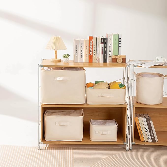 Foldable Storage Bins with Lids Cotton Canvas Rectangular Storage Box Ideal - Image 3