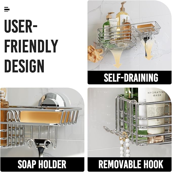 LEVERLOC Shower Caddy Suction Cup, Shelves - Image 6