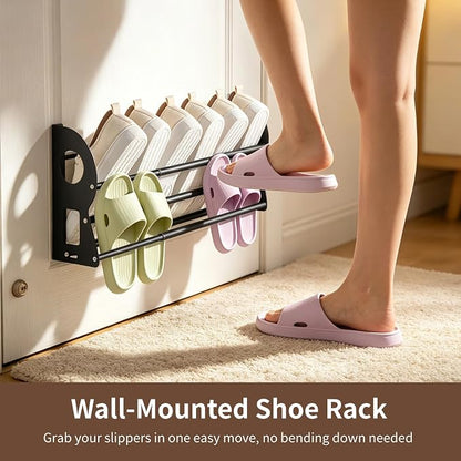 Wall Mounted Shoe Rack, 14.6-26.4 Inch Expandable 2-Tier Shoe Organizer - Image 3