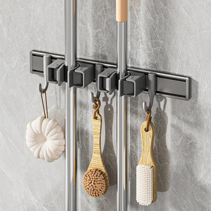 Broom Holder Wall Mount Movable Hooks and Clips Mop and Broom Hanger Wall by Unknown