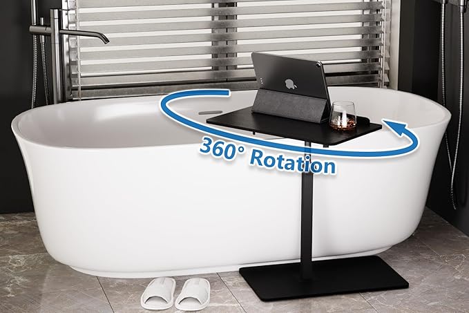 C Shaped End Table, Swivel and Turnable Desktop, Foldable Side Table - Image 4