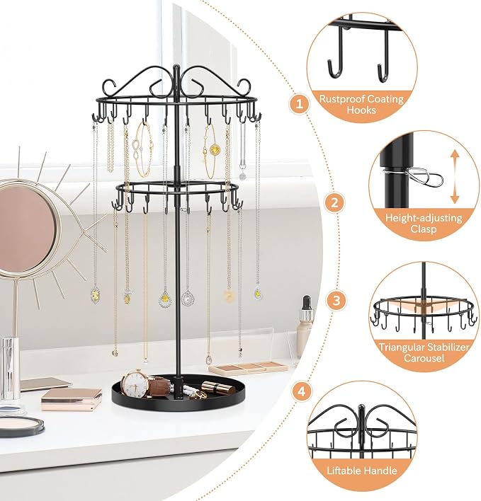 iDavosic.ly 2 Tier Rotating Necklace Organizer - Image 5