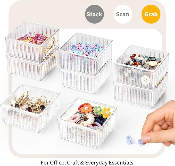 Clear Stackable Desk Organizer & Paper Clip Holder, 4 Pack - Image 3