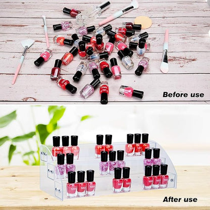 KINGROW Nail Polish Organizer Holder Rack 3 Layers Acrylic Display Rack - Image 3