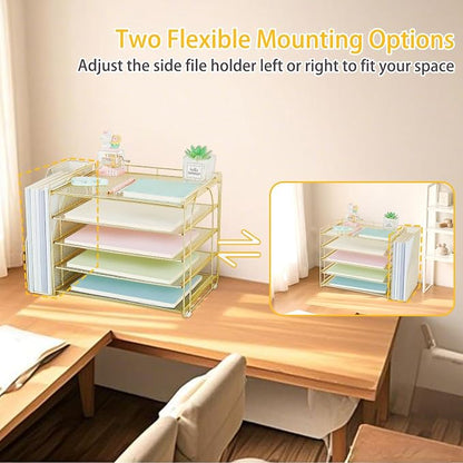 AUPSEN Gold Desk Accessories Organizer, 5-Tier Letter Tray Paper Organizer - Image 2
