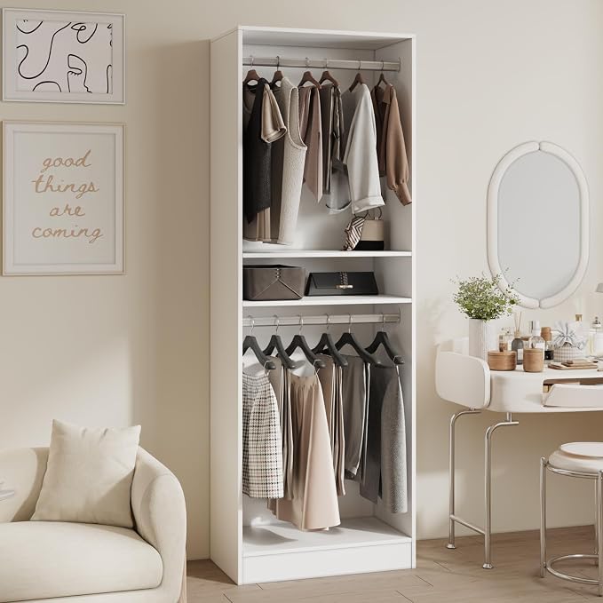 VOWNER 25'' Freestanding Closet System Walk-in Wardrobe Closet Tower | White by VOWNER