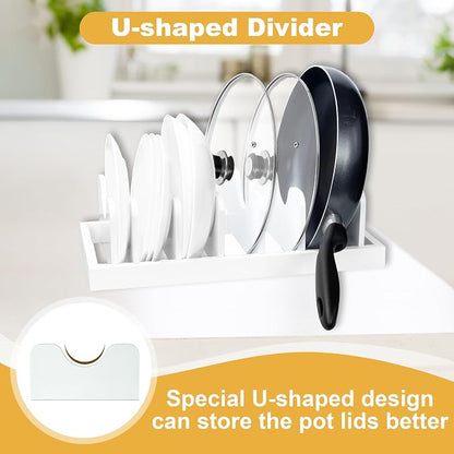 MinBoo Bamboo Pot Lid Organizer Pot Lid Holder, Pot and Pan Organizer Drawer - Image 2