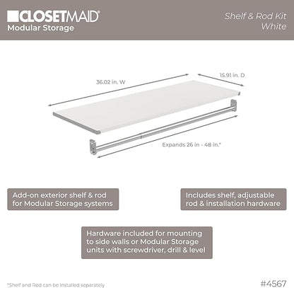 ClosetMaid Modular Closet Collection Shelf and Hang Rod Accessory Kit, 36-Inch - Image 3