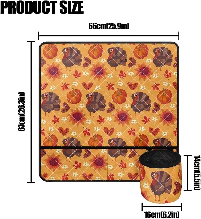 Gomyblomy Turkey & Pumpkin Washable Sewing Machine Mat, Thanksgiving Theme Fall - Image 6