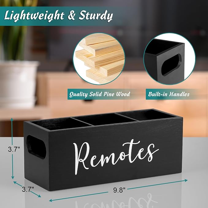 DRASTAR Remote Control Holder, Wood TV Remote Holder, Remote Storage Caddy - Image 3