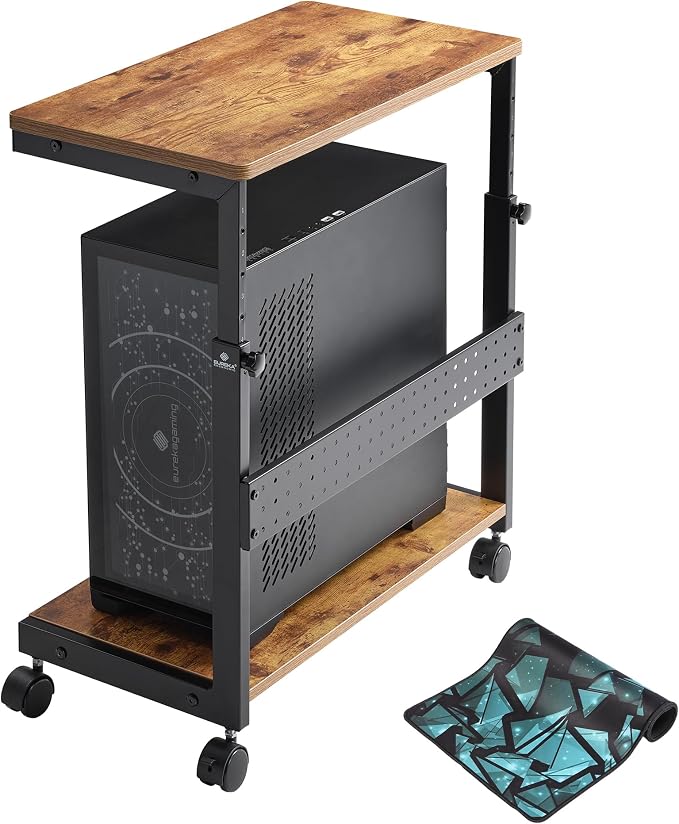 EUREKA ERGONOMIC PC Stand Computer Cart, Height Adjustable Tower Stand 2-Tier by EUREKAERGONOMIC
