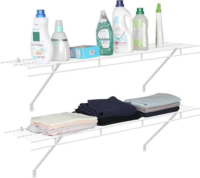 HAUSHOF 4 Pack Closet Shelves Wall Mounted, 4 ft x 12 in Wire Shelf Kit | White - Image 6