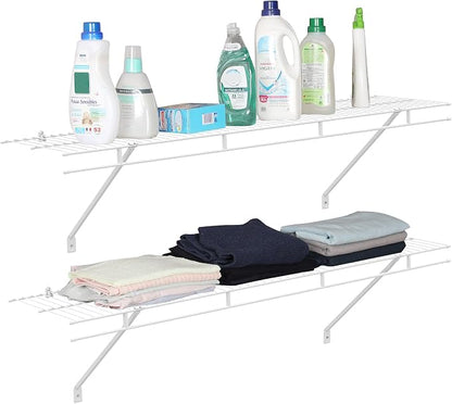 HAUSHOF 2 Pack Closet Shelves Wall Mounted, 4 ft x 12 in Wire Shelf Kit | White by HAUSHOF