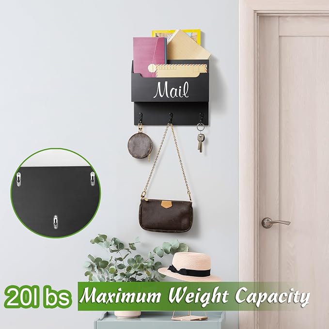 DRASTAR Mail Organizer Wall Mounted, Wooden Mail Sorter & Key Holder - Image 5