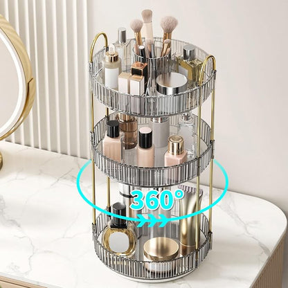 360° Rotating Makeup Organizer, Large-Capacity Skincare Make Up Storage 3 Tier - Image 5